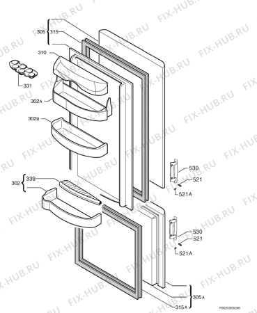 Взрыв-схема холодильника Electrolux ERB3222 - Схема узла Door 003